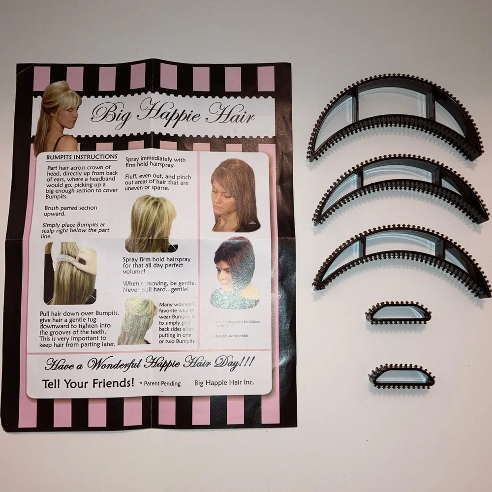 5pc BUMPITS Big Happie Hair Volumizing Plastic Inserts Y2K Dark Chocolate Brown